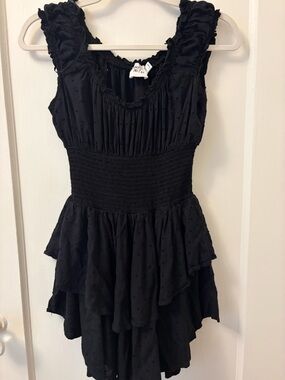 Princess Polly Black Smocked Ruffle Mini Dress